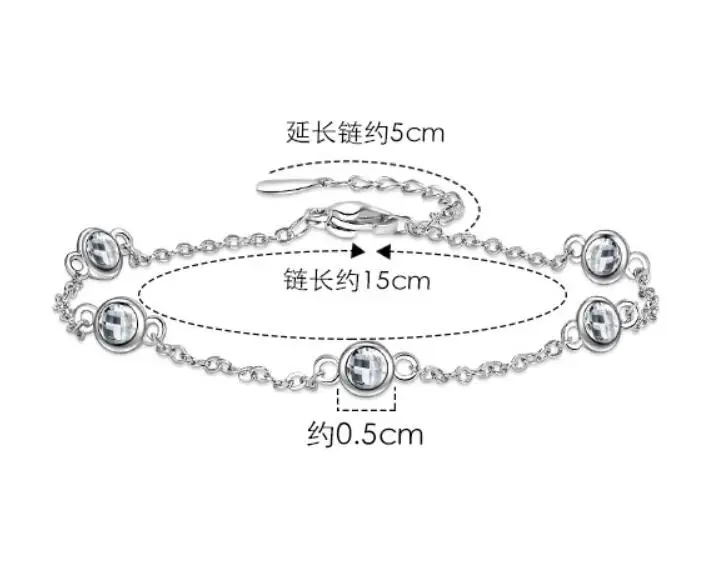 Женский Круглый браслет из серебра 2 4 пробы с муассанитом мм