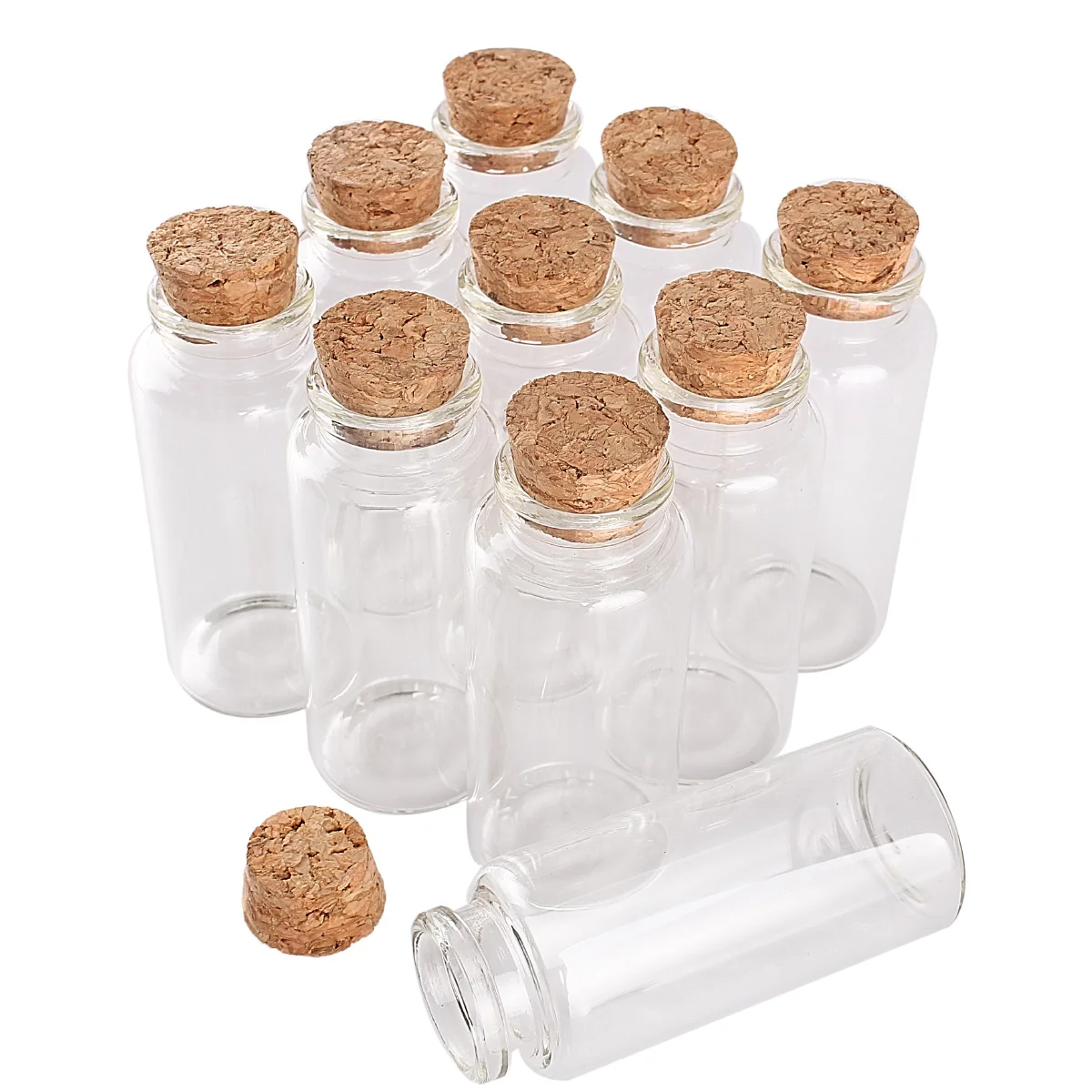100 Pieces 30ml Glass Bottles with Cork Stopper 30*70mm Spice Glass Jars Vials Wishing Decorative Bottles for Wedding Favors