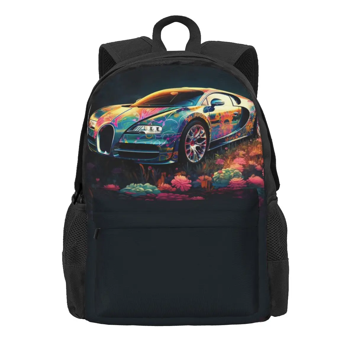 

Super Sports Car Backpack Neon Colorful Painting Kawaii Backpacks Girl Trekking Soft School Bags High Quality Rucksack