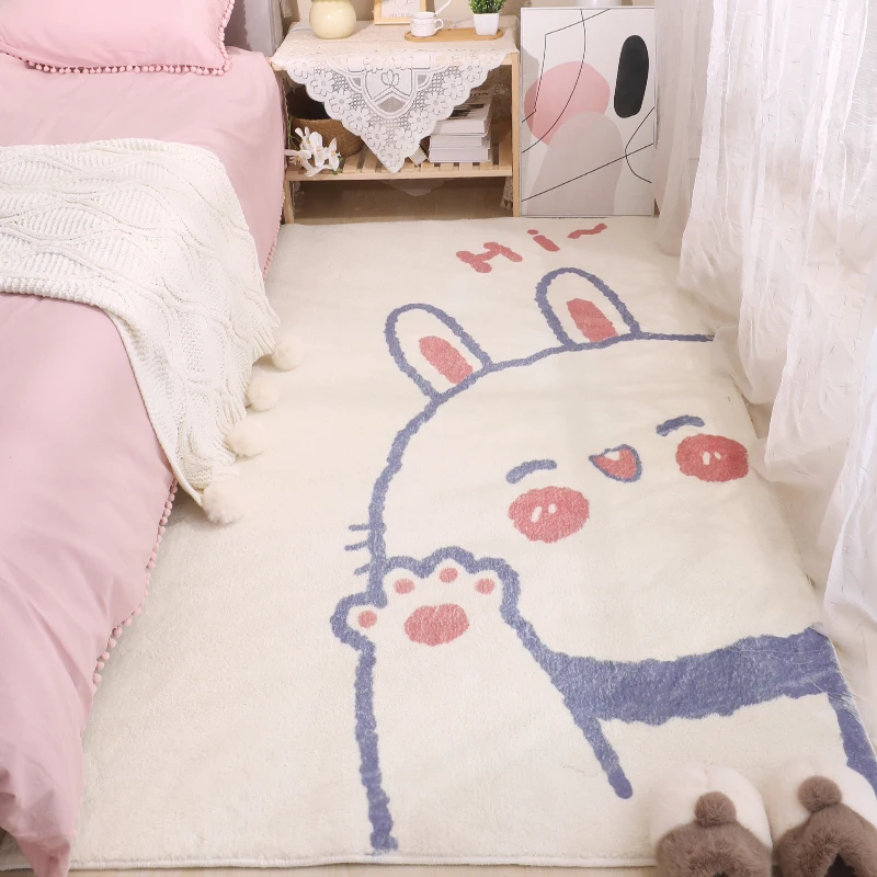 Bedroom Carpet Cartoon Girl New Home Decor Living Room Carpet Rectangular Fluffy Soft Pink Room Decor Rug Baby Play Mat Cute Rug