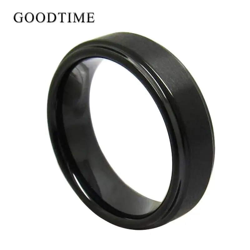 

Trendy Male Ring Tungsten Carbide Black Frosted Process Ring Wedding Band Jewelry Engagement 6MM Ring Gift For Men