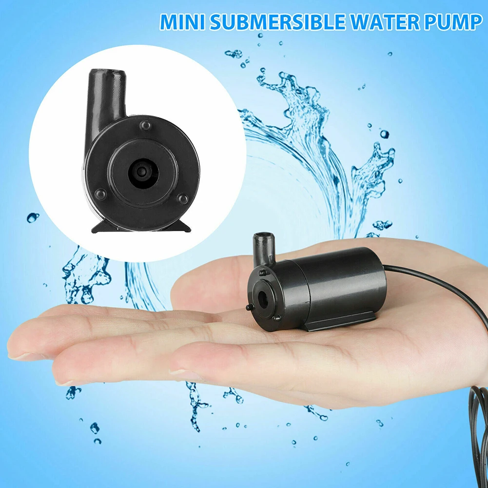 

Water Pump Submersible Water Pump Energy Saving Micro Mini Submersible Pump Super Sound-off 5V 1.0A Black 1/2pcs