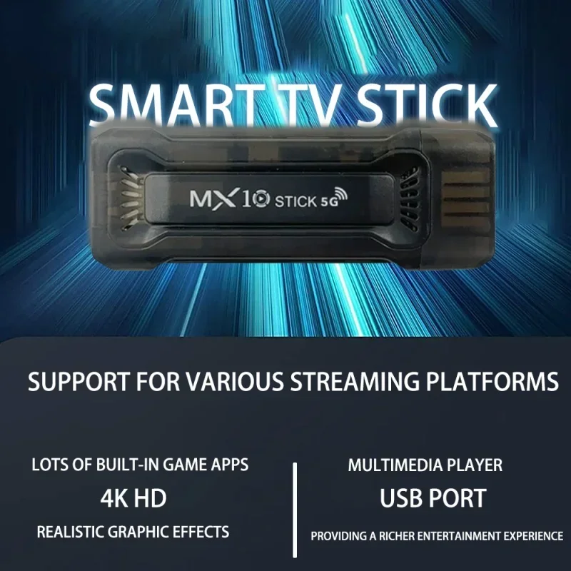 Для Google YouTube сетевой медиаплеер Mini MX10 TV stick 2 4 г 5G двойной Wi-Fi Android 11 OS HDR set top 4K 1080p Smart