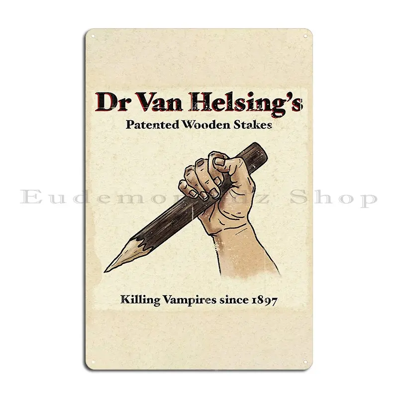 Винтажный рекламный металлический плакат Dr Van Helsing S с деревянной стойкой