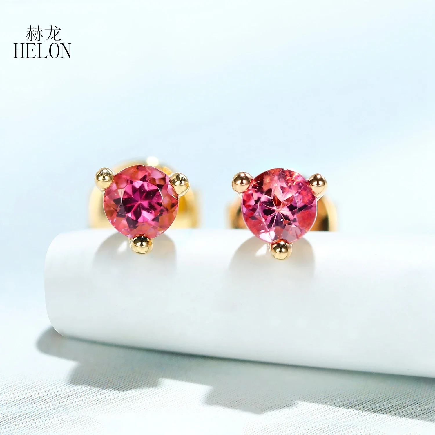 HELON однотонные серьги-гвоздики из желтого/белого золота 18 карат AU750 натуральный