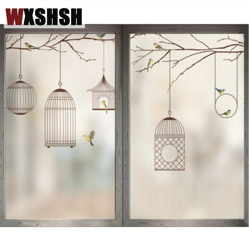 Фотопленка, виниловые наклейки, защита от УФ-лучей, в китайском стиле, с рисунком птичьей клетки, водонепроницаемая декоративная конфиденциальность, окрашенная краской