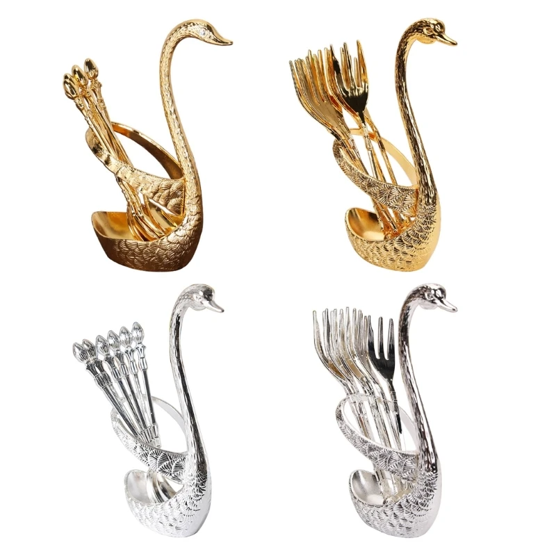 

6PCS Stainless Steel Dinnerware Set Fruit Forks Dessert Forks Coffee Spoons