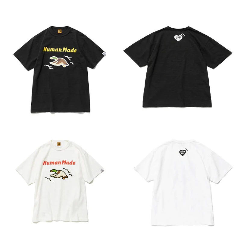 

Flying Duck Print Casual Short Sleeve Slub Cotton Men's And Women's Human Made T-Shirt