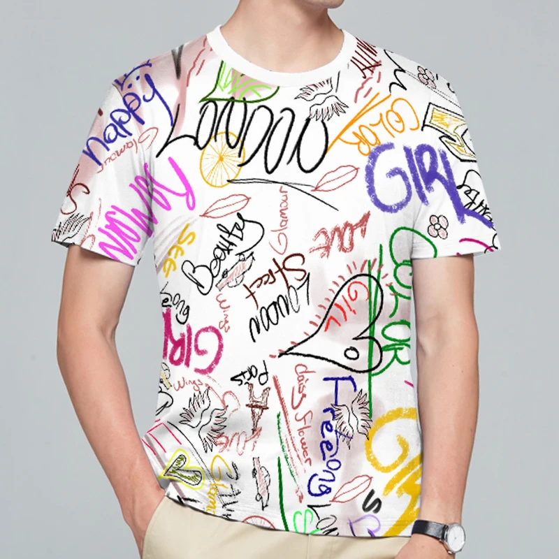 

Signature Letter Print Men's Short Sleeve Sweatshirt Polyester Gym Training and Workout Tee for Running