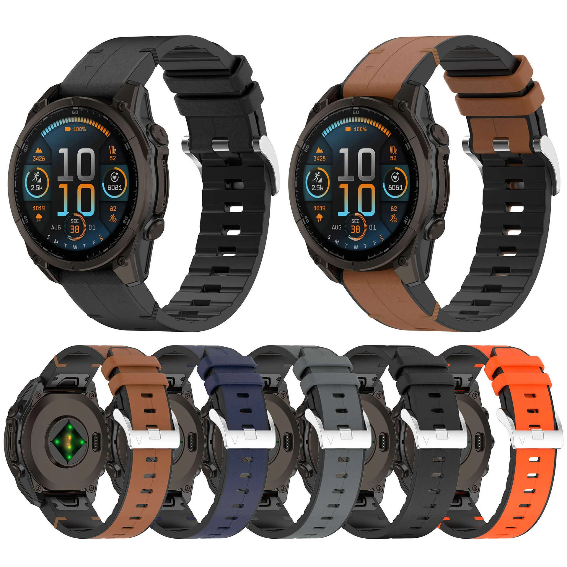 Фото Ремешок Quickfit 26 мм 22 мм для Garmin Epix Pro 51 мм 47 мм Tactix 8 7 Pro Fenix 8 7 7X Enduro3, ремешок для часов из натуральной кожи, аксессуары №1