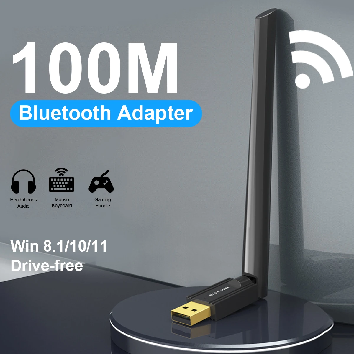 

USB Bluetooth 5.1 Adapter Dongle Antenna Long Range 100M Wireless Audio Receiver Transmitter for PC Laptop Win 8/8.1/10/11