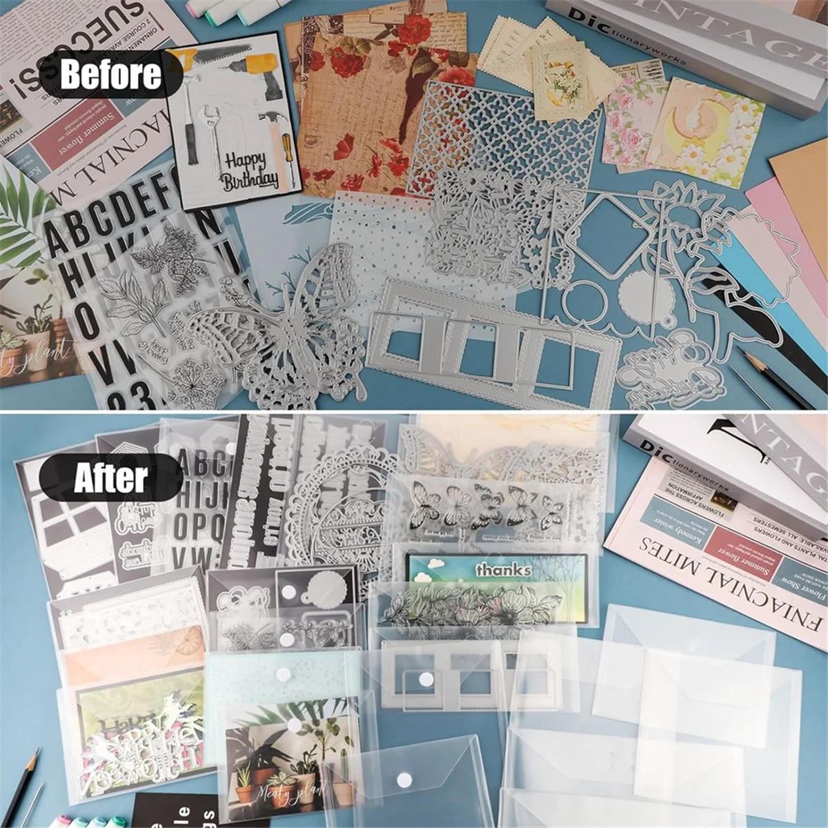 20 шт. 7x5 дюймов конверты для хранения многоразовые пластиковые с карманами сумка