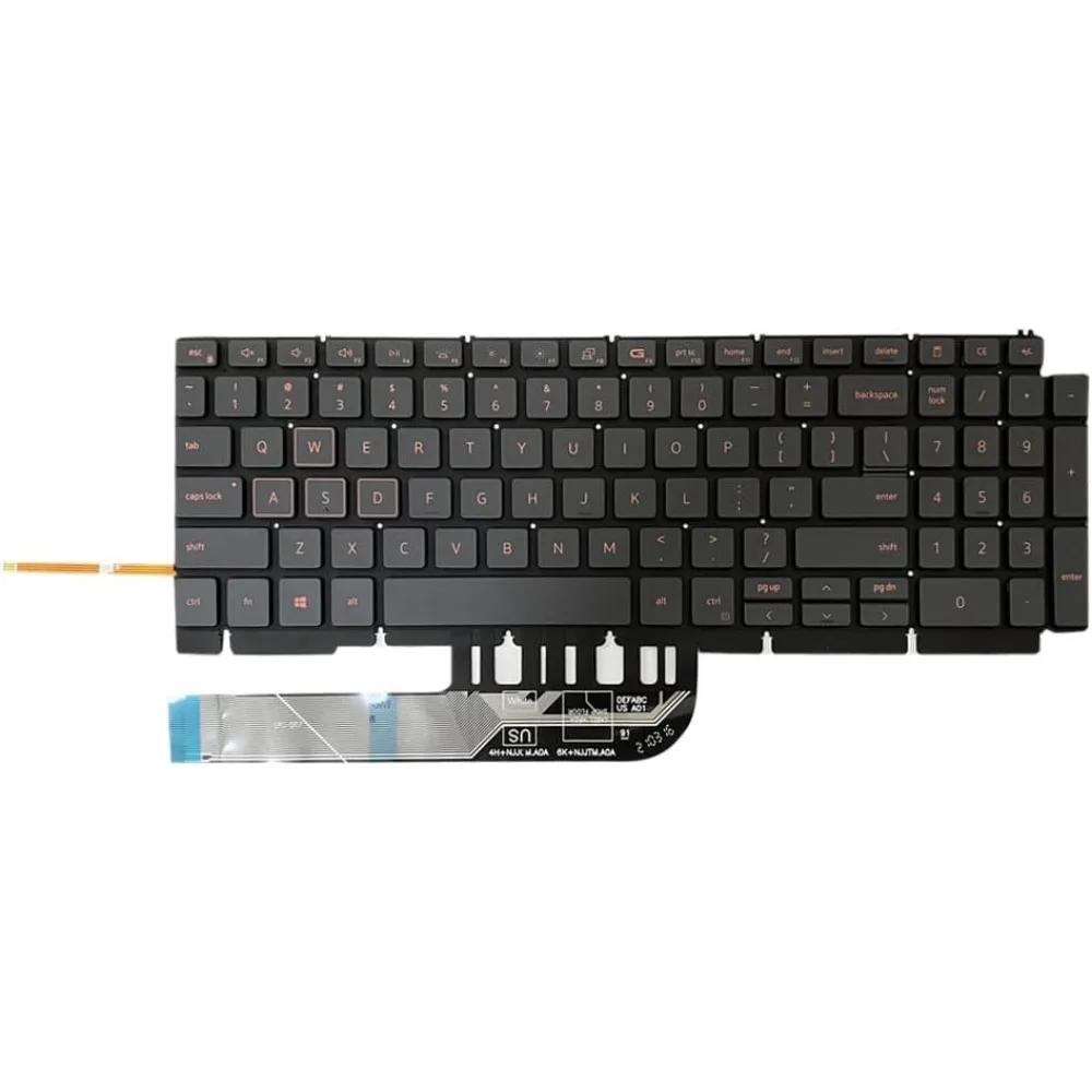 Фото Клавиатура для ноутбука Dell G15 5510 5511 5515 5520 5521 5525 с подсветкой (американская раскладка), замена, 0H4XRJ 343NN 0TJ0J6 490.0GE07.0A01 №2