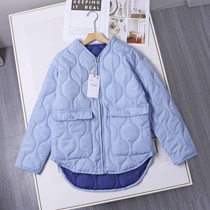 2022 Autumn and Winter New Loose Jacket Cotton Short Jacket Casual Solid Color Zipper Jacket Large Size Women's Cotton Clothing