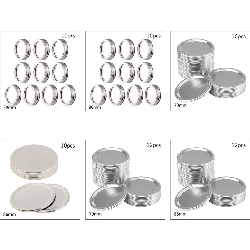 

10 Pieces/Set Metal Canning Lids Rings for Mason Canning Jars Lids Dropship