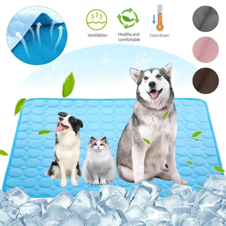 

Dog Cooling Mat Ice Silk Pet Self Cooling Pad Blanket Summer Washable Pad Mat For Dogs Cat Blanket Sofa Breathable Pet Dog Bed
