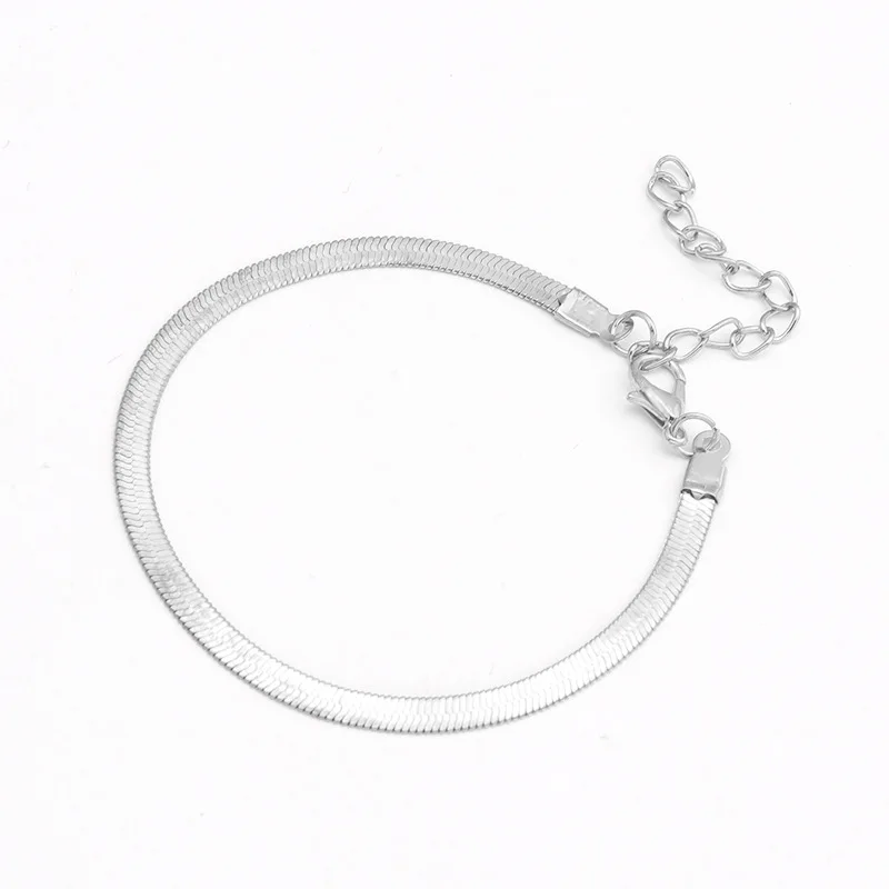 Snake chain Bracelet for Woman Stainless Steel Men Jewelry Gold Plated Flat Bracelets Bangles Waterproof Herringbone Chain | Украшения и