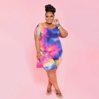 plus size two piece sets summer women shirt and pants sexy tie dye print outfit female fashion tracksuit 2022 casual clothing