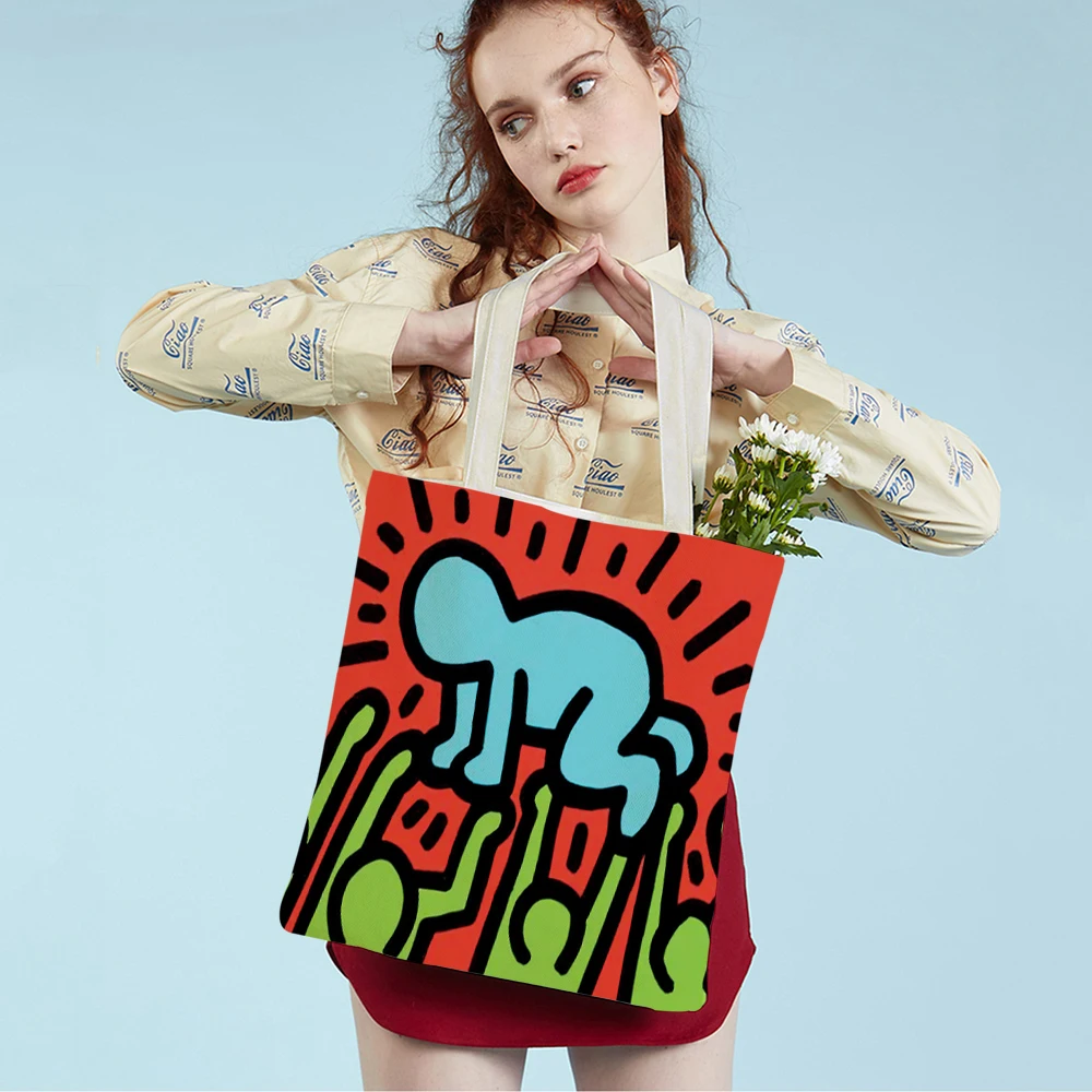 

Женская многоразовая Холщовая Сумка-тоут с двусторонним принтом