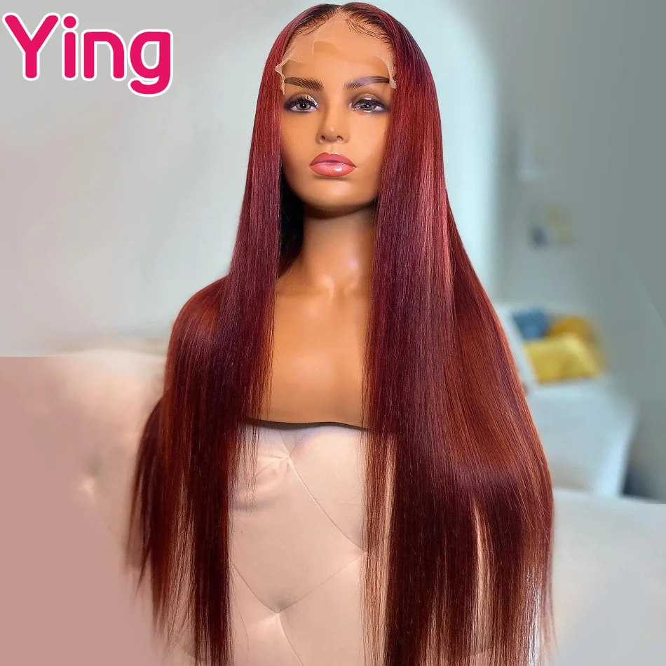 99J Burgundy Transparent Straight 13x6 Lace Front Human Hair Wigs for Black Women Pre Plucked Transparent 13X6 Lace Frontal Wigs