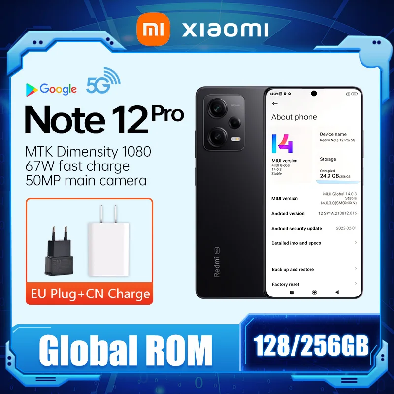 

Смартфон Xiaomi Redmi Note 12 Pro, быстрая зарядка, 128 дюйма, 256 мАч