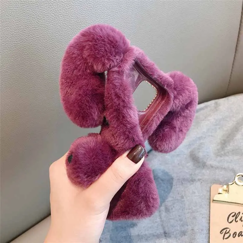 3D Пушистый Тёплый Чехол С Собачкой Для iPhone 13 Pro 12 mini 11 Max X XS XR 7 8 Plus SE 2 Мягкий Коврик