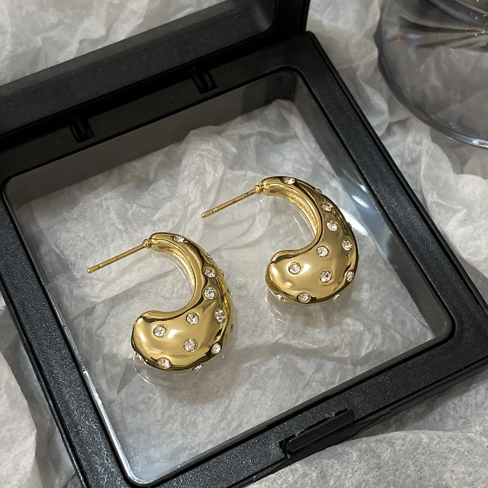 Женские массивные серьги-капельки DODOHAO позолоченные серьги из нержавеющей стали