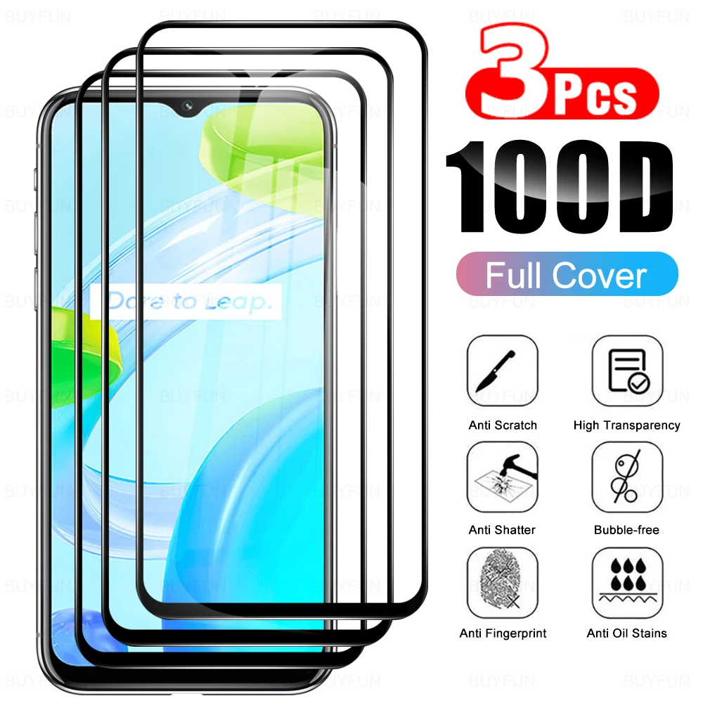 

3 шт. закаленное стекло для Oppo Realme C30 шелковые Защитные пленки для Realme C30 C25 C25s C21 C21y C25y C35 C31 HD защитное стекло