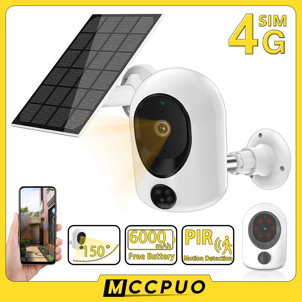 3MP 4G SIM Card Mini Surveillance Camera Outdoor Add 6000mAh Rechargeable Battery IR Night Camera Security Video Small IP Camera