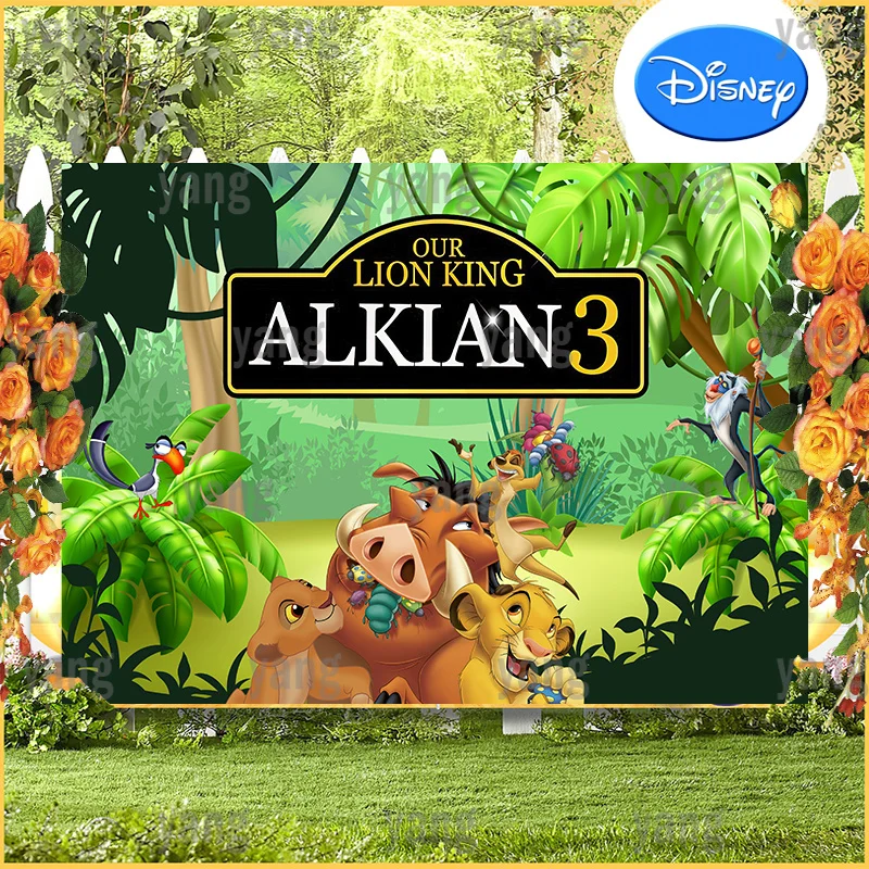 

Disney Boy Birthday Party Simba Lion King Custom Backdrop Forest Kids Photo Background Sunset Baby Shower Banner Poster Cartoon
