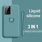 Оригинальный Мягкий силиконовый чехол с жидкостью для Samsung Note 20 Ultra, чехол с кольцом-держателем, ремешок, чехол для Samsung Galaxy Note 10 Plus 9, чехол