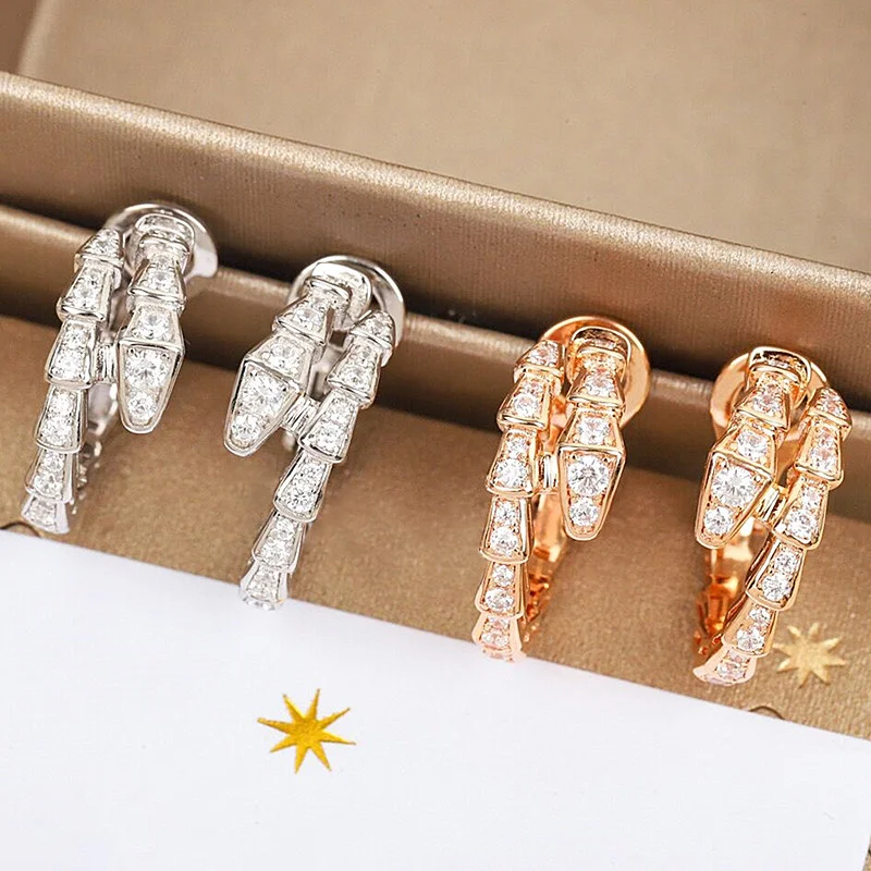 

Модные серьги из стерлингового серебра 925 пробы с инкрустированными цирконами в форме змеи женские серьги в форме змеи Роскошные брендовые ювелирные изделия в подарок