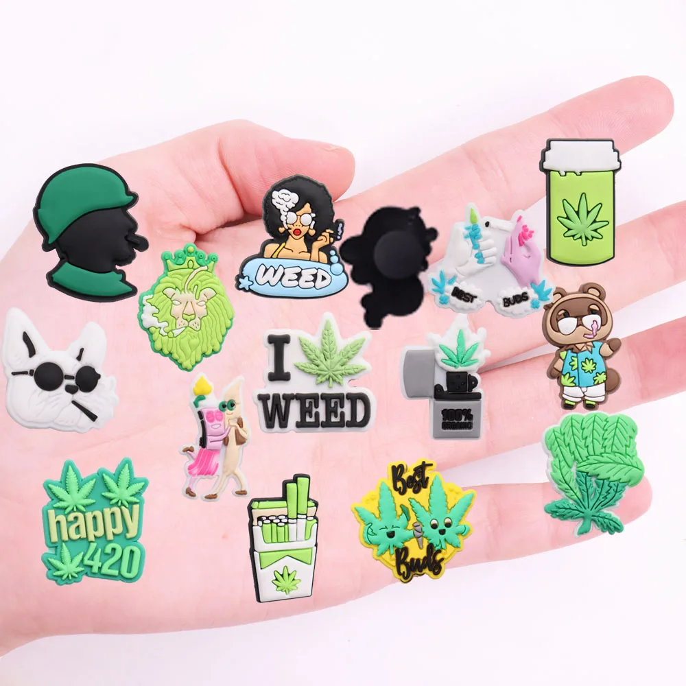 Новое поступление 1 шт. Зеленые Подвески для обуви аксессуары из ПВХ с листьями