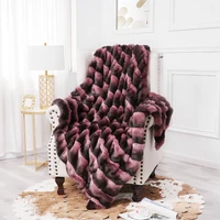luxury faux fur throw blanket with plush fox or gray mink decorative sofa blankets hairy winter bed covers handmade woven