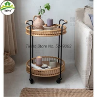 tieho nordic coffee tables with wheels trolley living room round sofa side cabinet storage rattan tea table