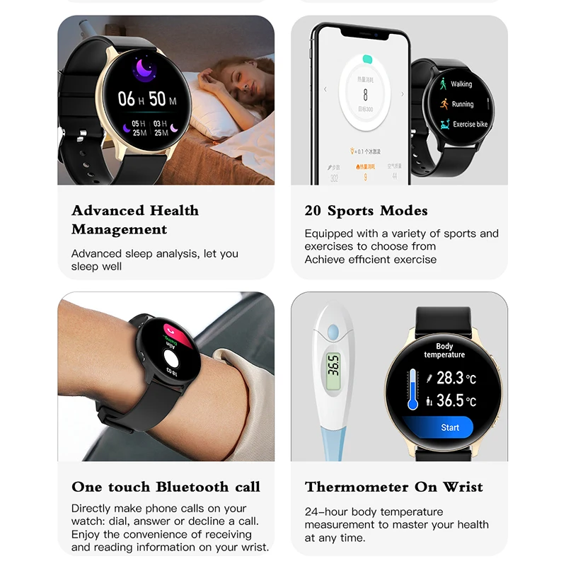 2022 OLED Модные Смарт-часы для женщин пульсометр кровяное давление