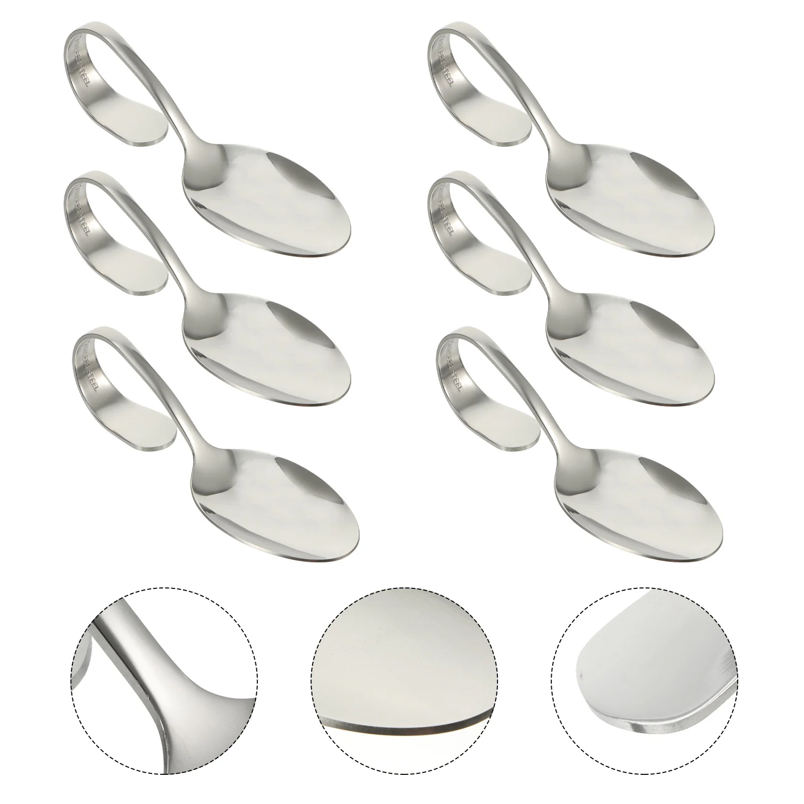 

6 Pcs Curved Handle Spoon Coffee Stir Spoons Multipurpose Western Food Small Stainless Steel Baby