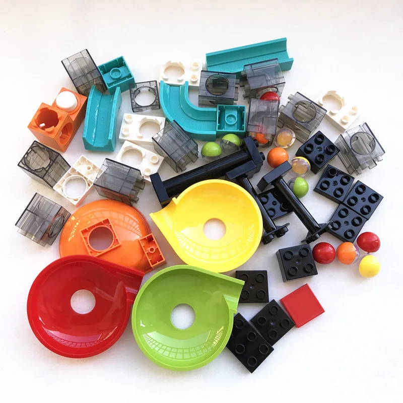 51PCS Circulation Rainbow Marble Run Twist Slide Track DIY Large Size Building Blocks Manual Button Lift Educational Toys - купить по