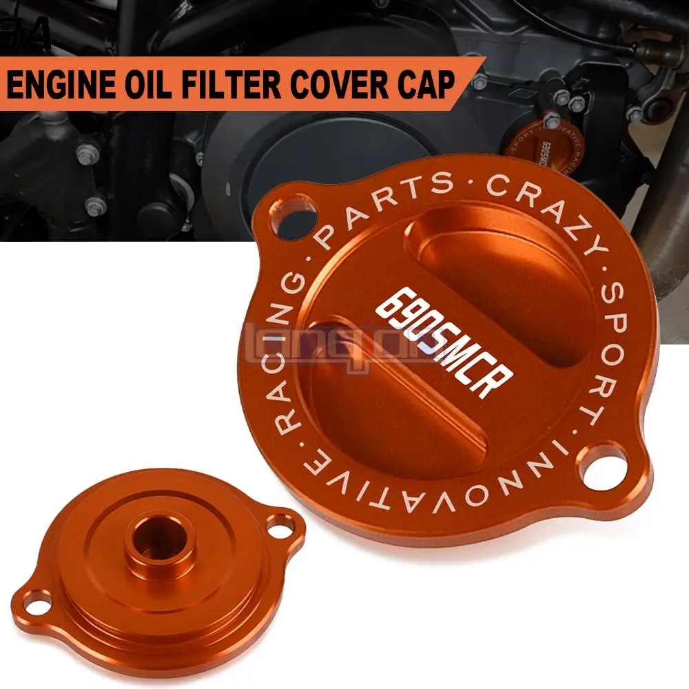 

690SMCR LOGO Motorcycle AL CNC Refit Engine Oil Filter Cover Cap Engine Tank Covers Oil Cap For 690 SMCR 690 Supermoto ENDURO R