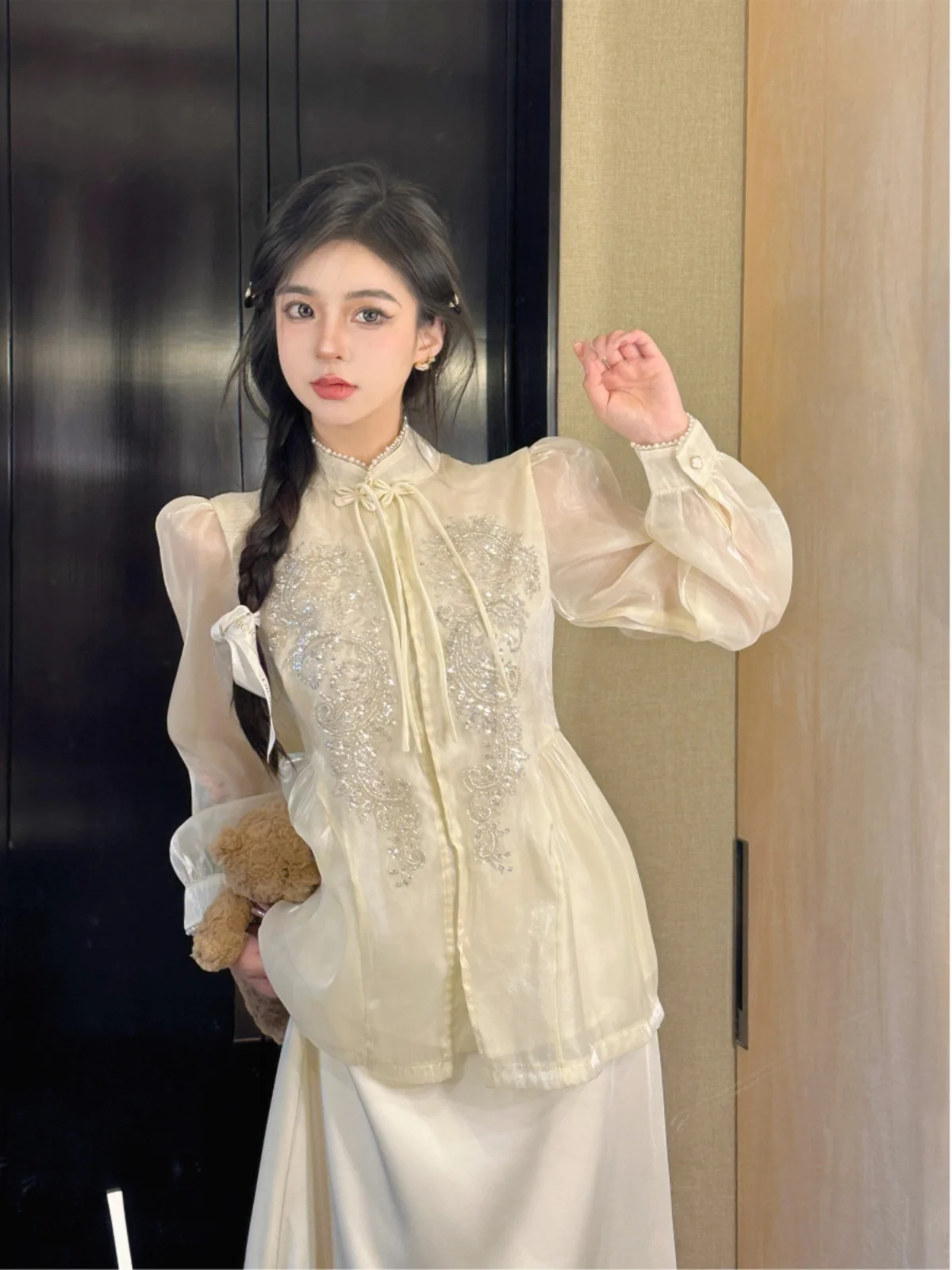 Женская одежда больших размеров новый китайский комплект Sle National осенний топ High