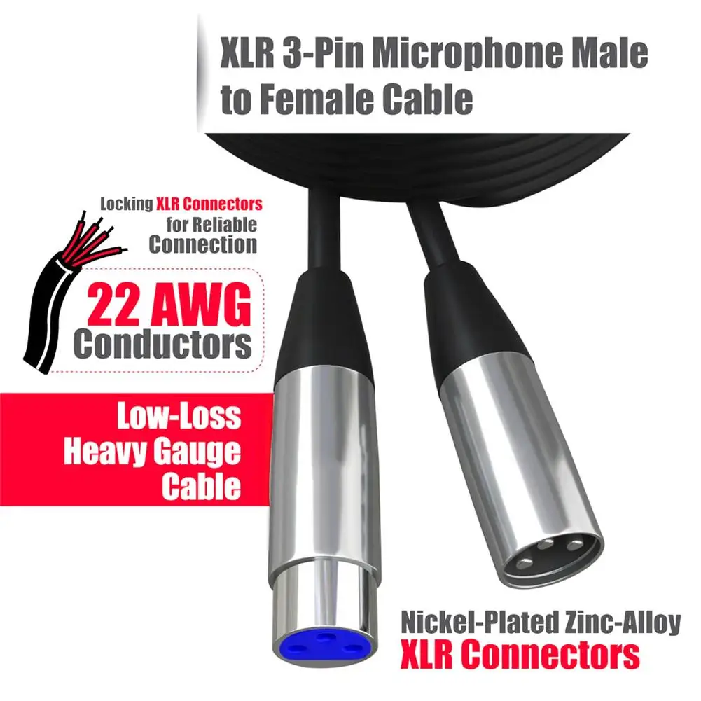 

Для XLR микрофонного кабеля, 3-контактный штекер-гнездо, аудиокабель, провод, разъем, удлинитель, аксессуары