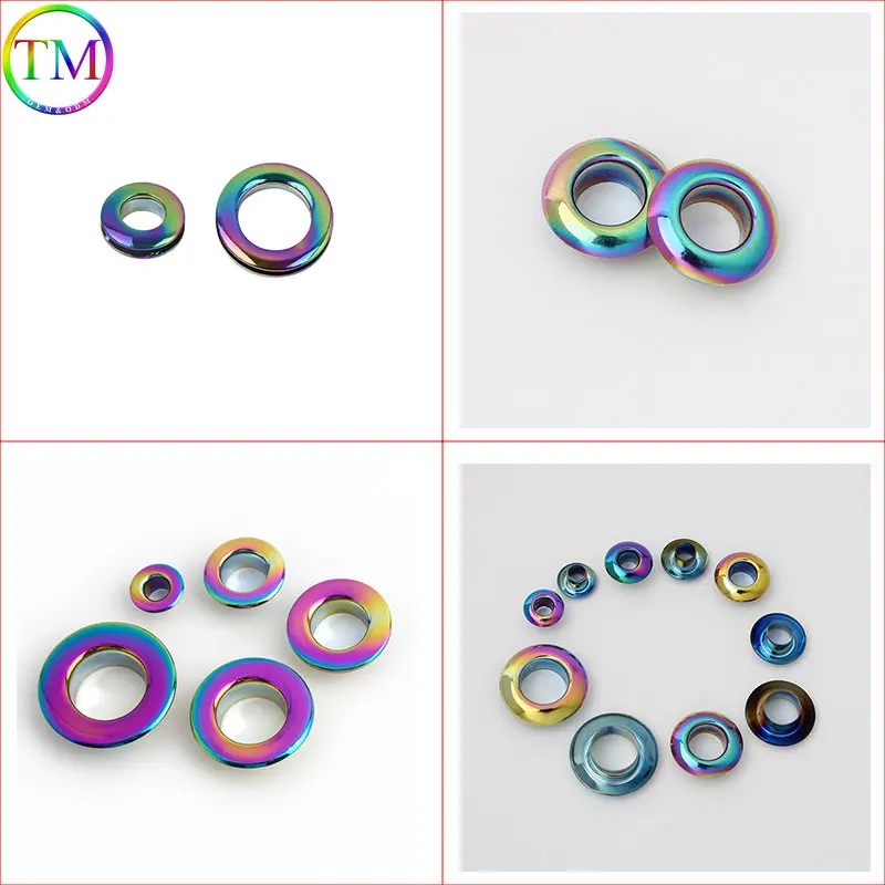 10-50Pcs Rainbow Metal High Quality Eyelets Grommet With Washer Round Ring For Diy Leather Bags Craft Hardware Accessories