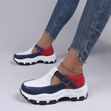 Zapatillas de correr informales con plataforma para Mujer, zapatos vulcanizados blancos a la moda, para exteriores, talla grande, Primavera