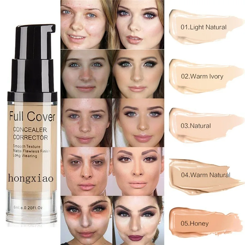 

6 Colors Full Cover Liquid Concealer Makeup 6ml Eye Dark Circles Cream Face Corrector Waterproof Make Up Base Cosmetic