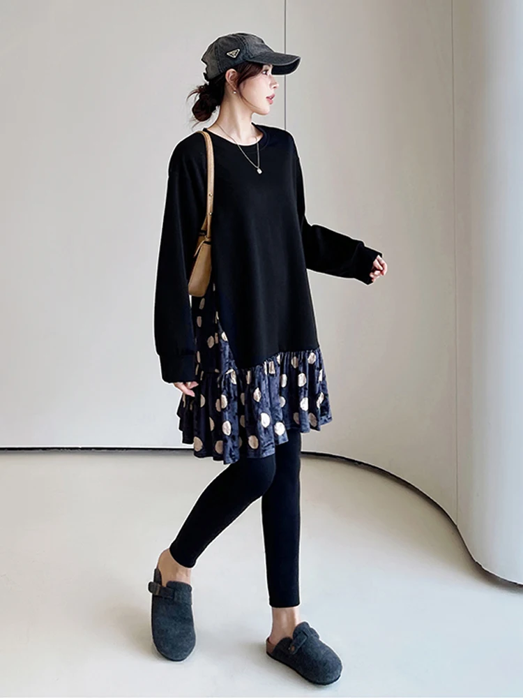 Женское бархатное платье в горошек NYFS свободное с длинным рукавом Корейском