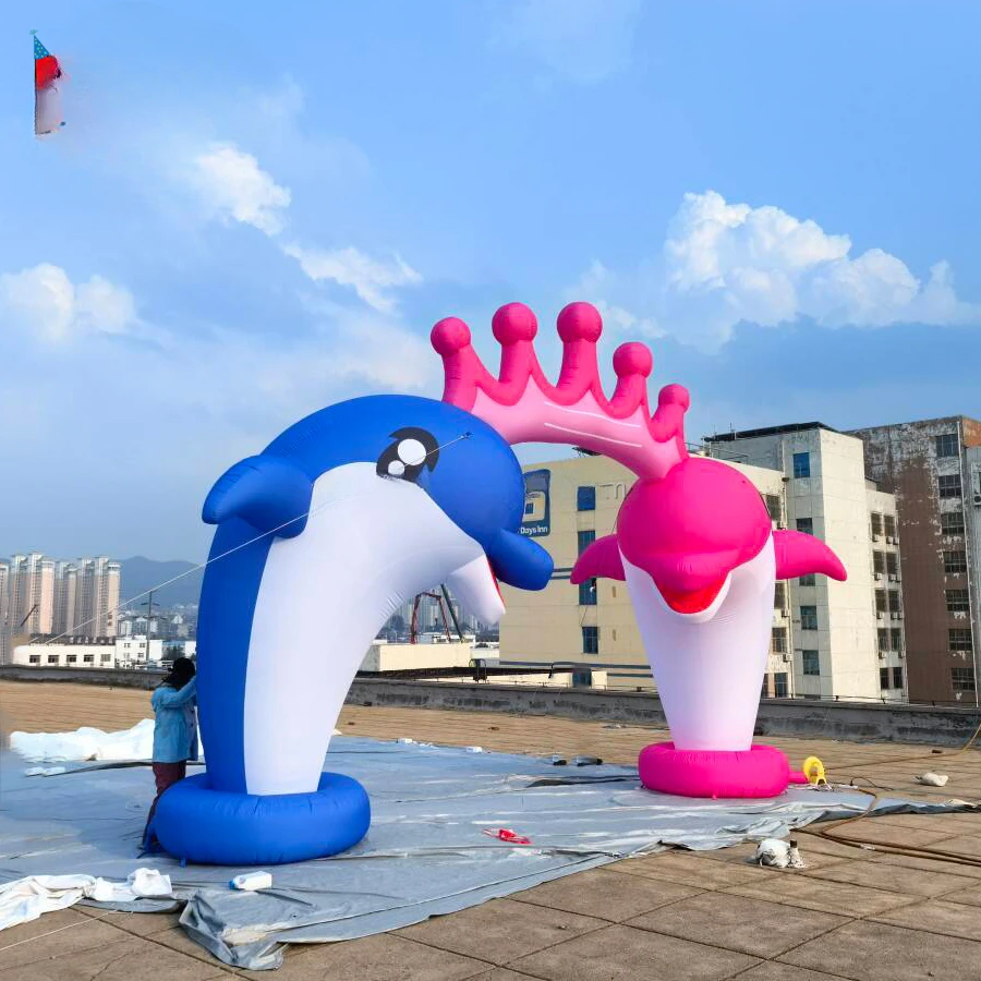 Надувная арка с дельфином в виде короны для вечеринок и продвижения размер 5 м