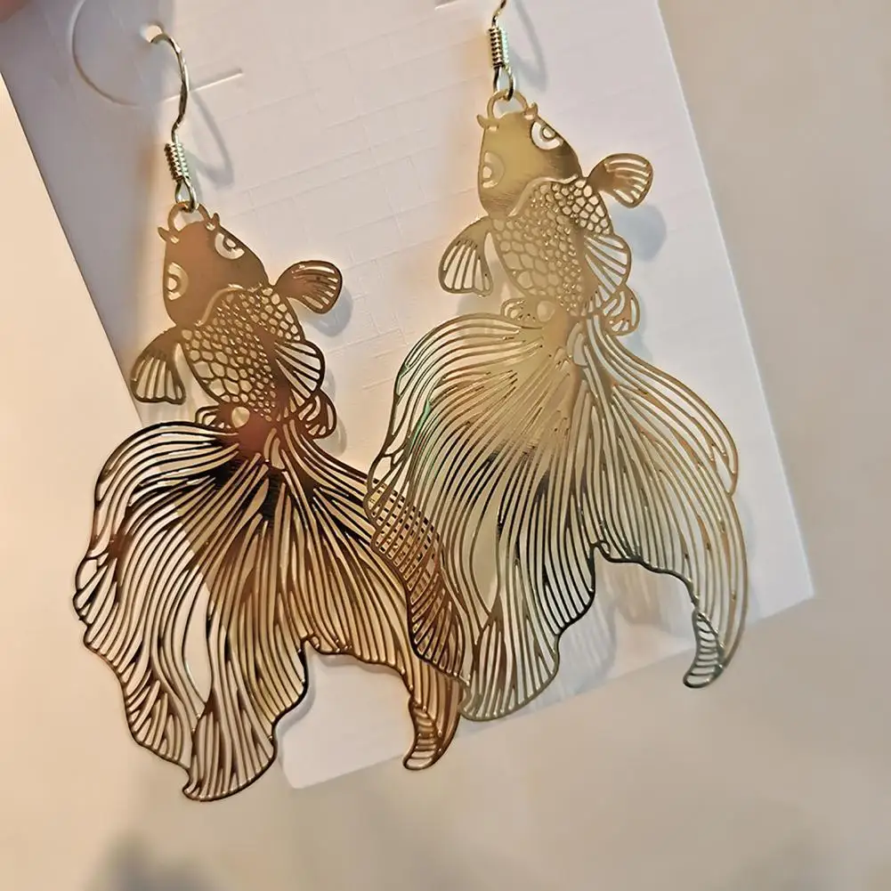 

1 Pair Piercing Vivid Alloy Women Earrings Chinese Style Goldfish Hook Earrings Jewelry Accessories