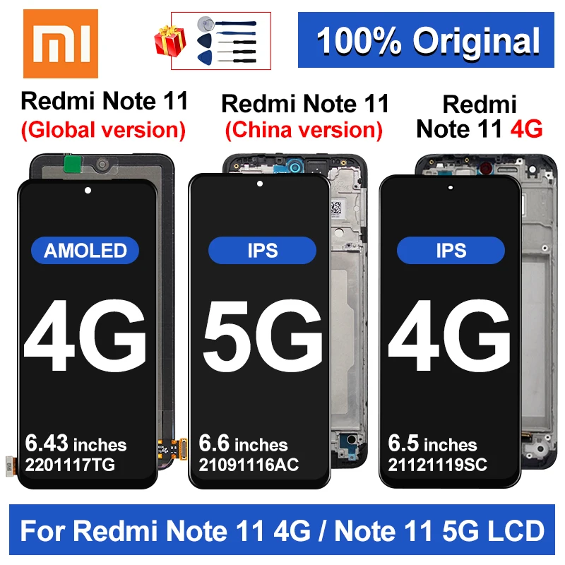 

Original For Redmi Note 11 LCD Display Touch Screen Digitizer Replacement Parts For Xiaomi Redmi NOTE 11 4G Display 5G LCD