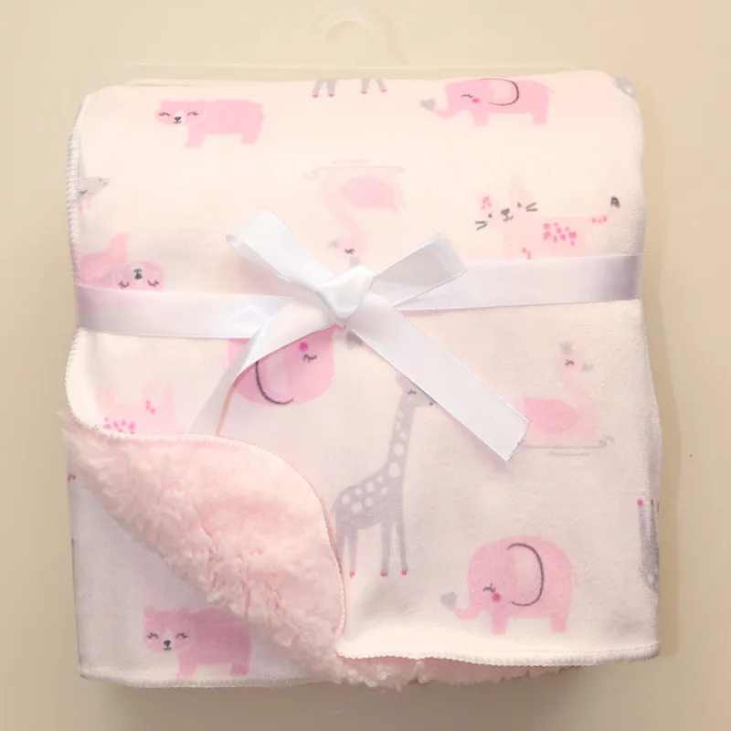 

Baby Blankets New Thicken Double Layer Cartoon Fleece Infant Swaddle Bebe Envelope Stroller Wrap Newborn Baby Bedding Blanket