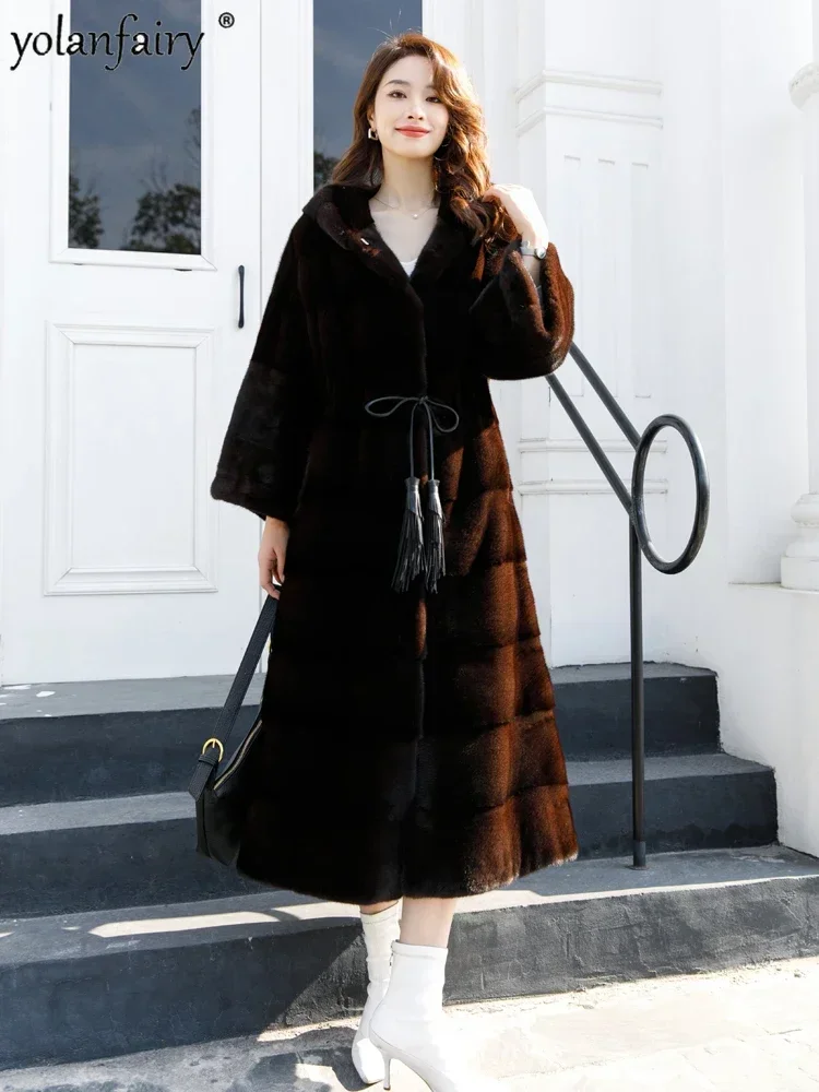 Шуба из натуральной норки Женская длинная шуба цельной и куртки для женщин